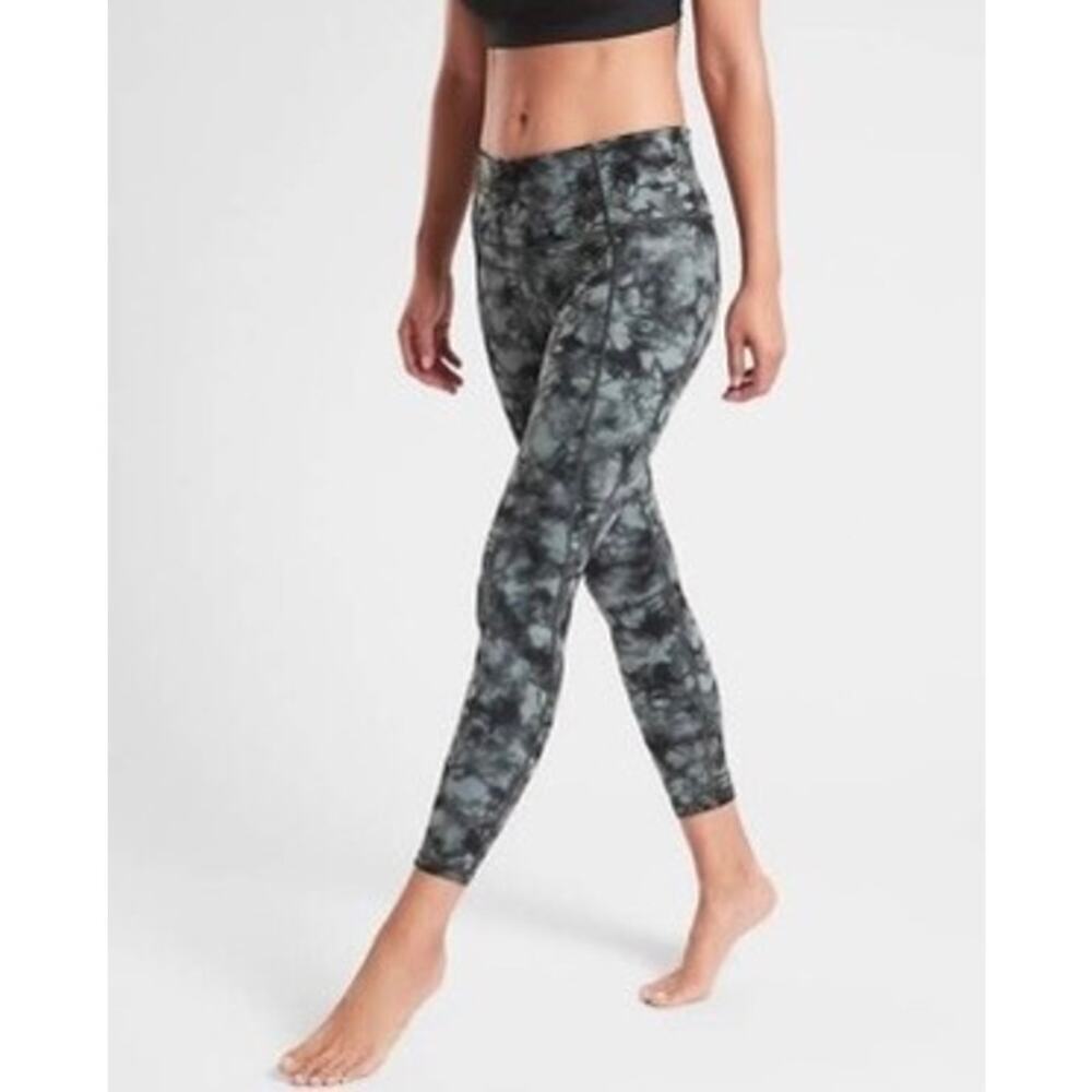 Athleta Saturation 7/8 Leggings Powervita Tie Dye Gray Blue S‎